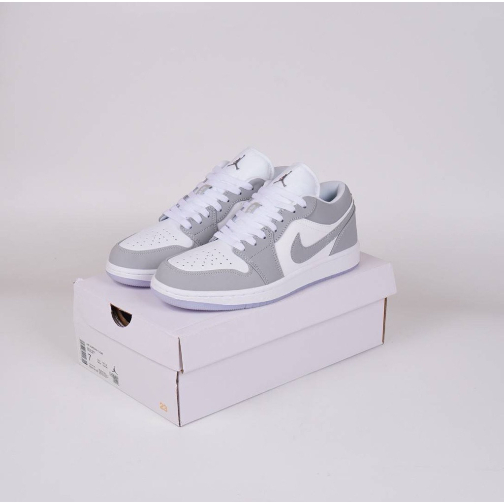 ( BDGSNKRS ) Sepatu Nike Air Jordan 1 Low Wolf Grey