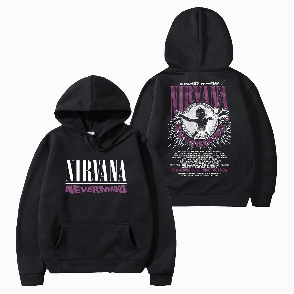 Hoodie NIRVANA NEVERMIND Sweater Pullover Warna Hitam Jaket Unisex Pria Wanita Jumper Fleece Origina