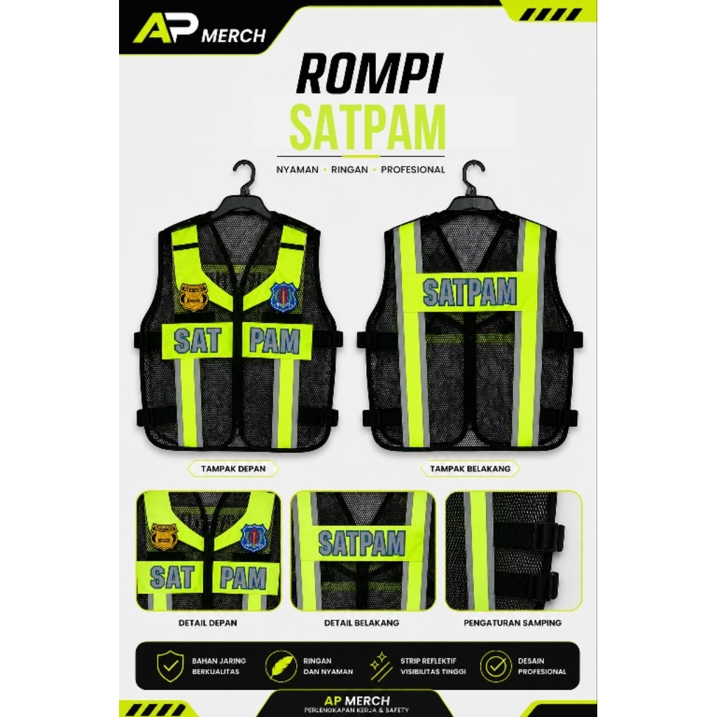 Rompi satpam terbaru bordir timbul premium FREE NAMA