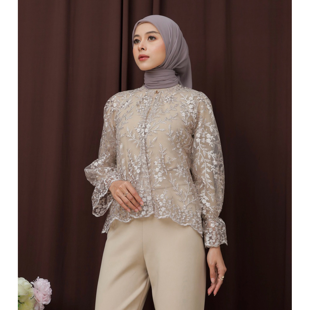 Outer brokat basic coklat mahogany / baju brokat / outer brukat / baju kondangan / baju wisuda / Ajm