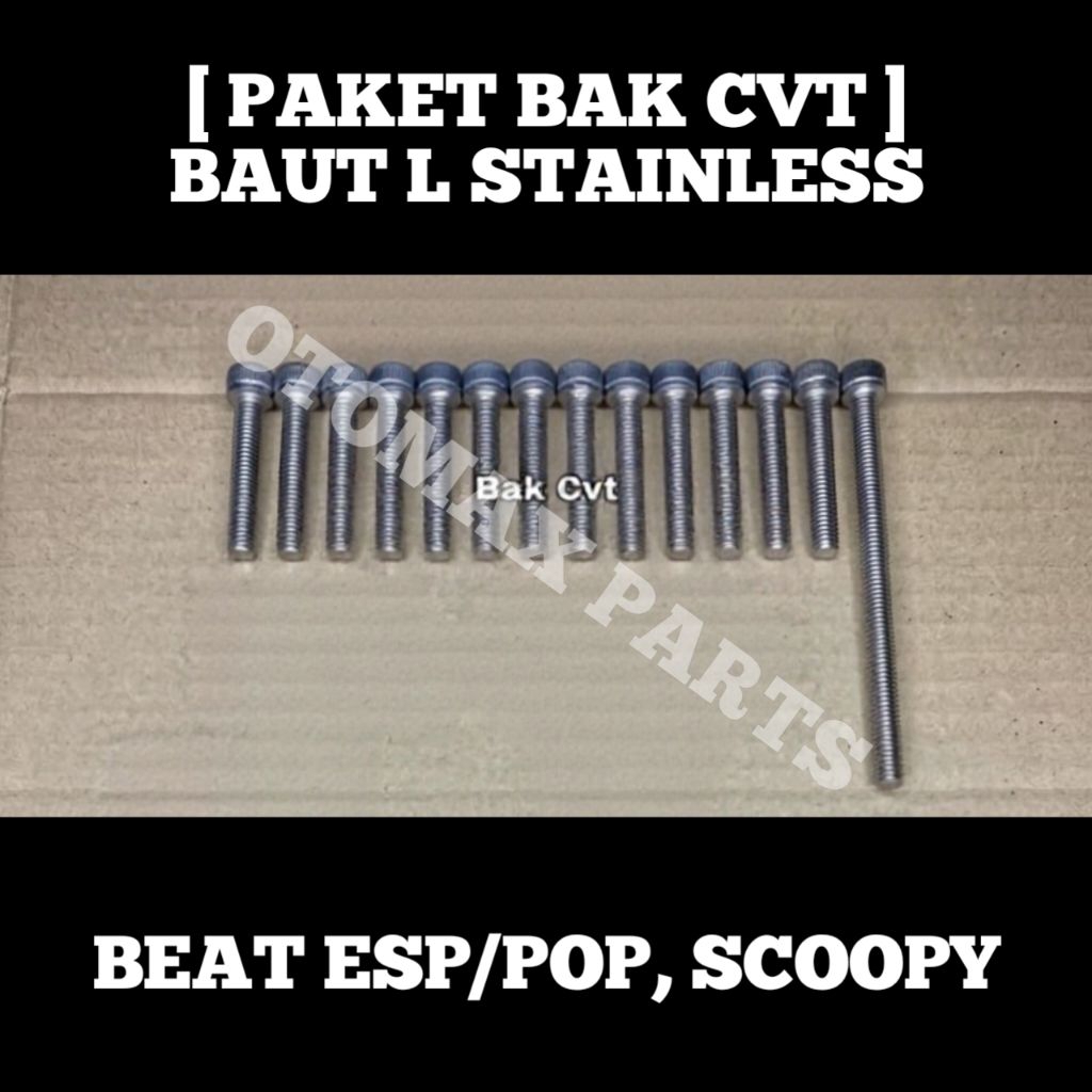 Paket Baut Stainless Bak CVT Honda Beat Scoopy Spacy Karbu / FI Full Set