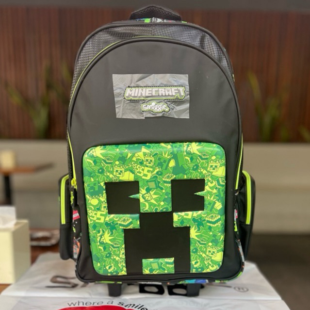 SMIGGLE MINECRAFT TROLLEY BACKPACK | RANSEL ANAK SEKOLAH SMIGGLE MINECRAFT