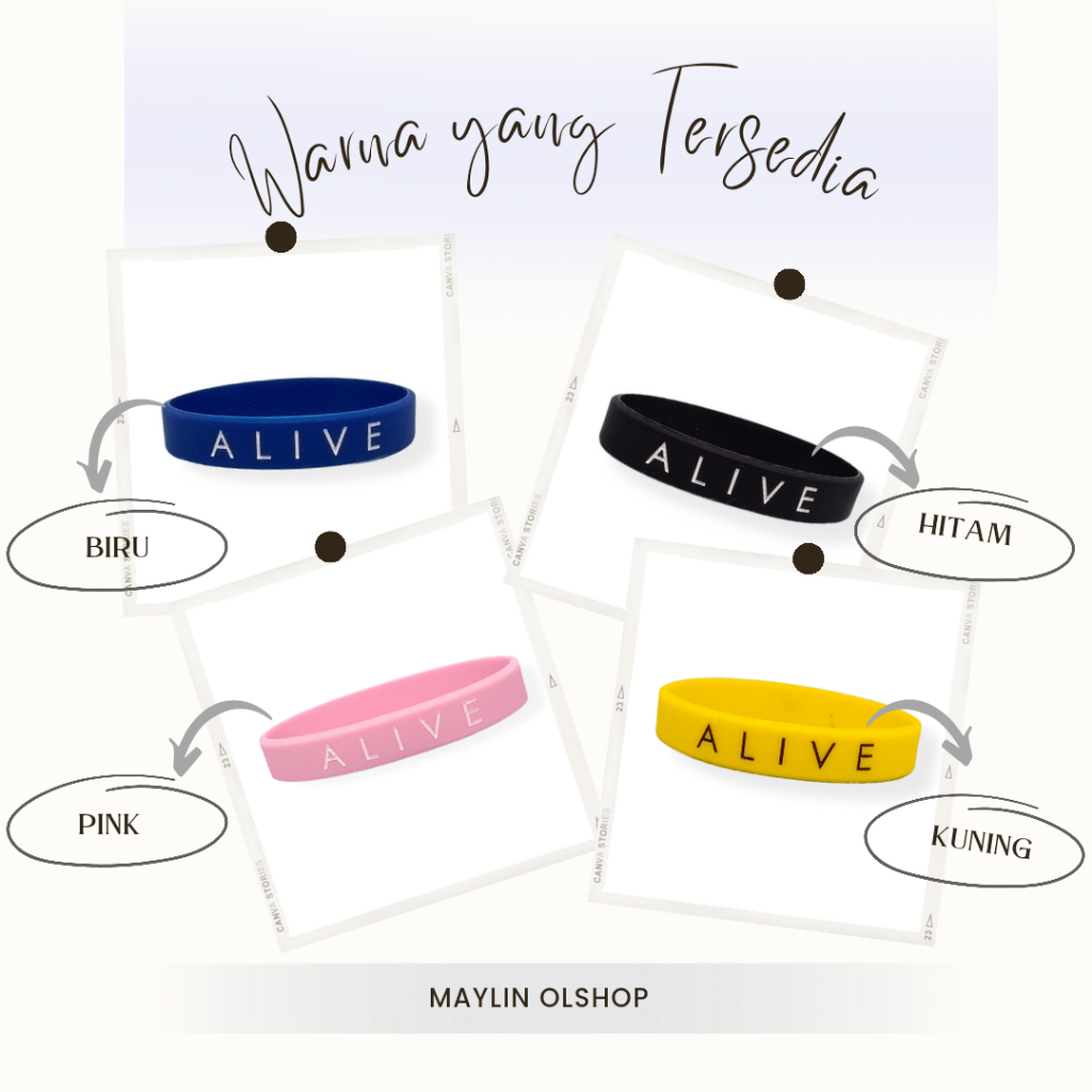 Gelang Tangan - Gelang Karet Pria Distro Alive - Wristband Rubber Bracelet - Aksesoris Fashion Kasua