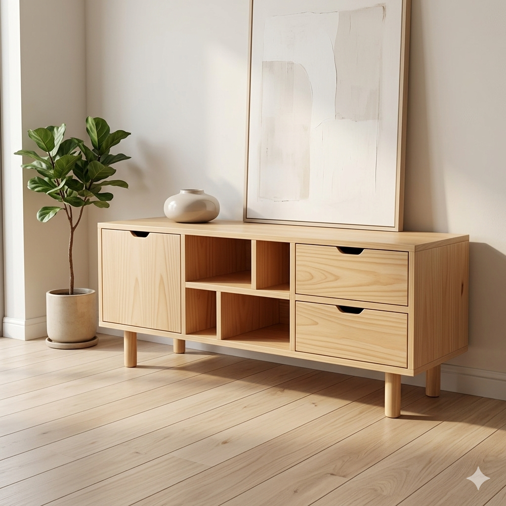 Meja Tv Modern 100cm  Minimalis Kayu Jati Belanda