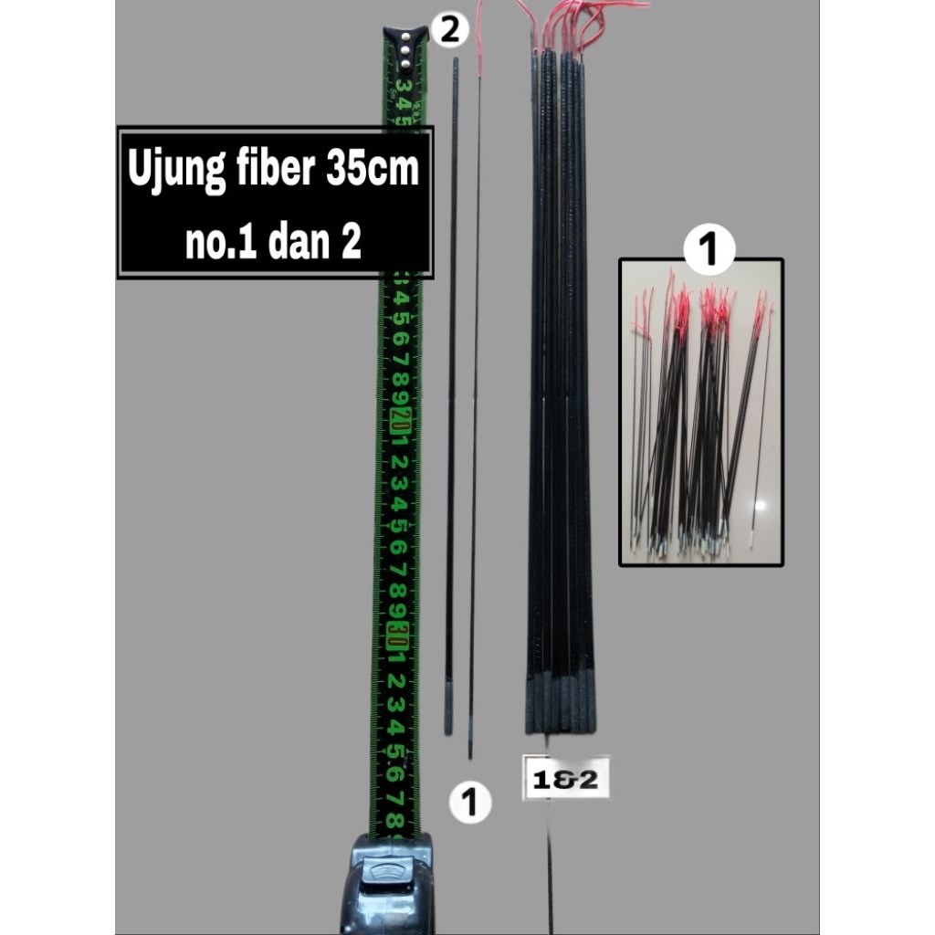 Ujung no.1 & 2  pucuk&pita pancing joran tegek fiber ruas pendek 35cm sect terakhir termurah