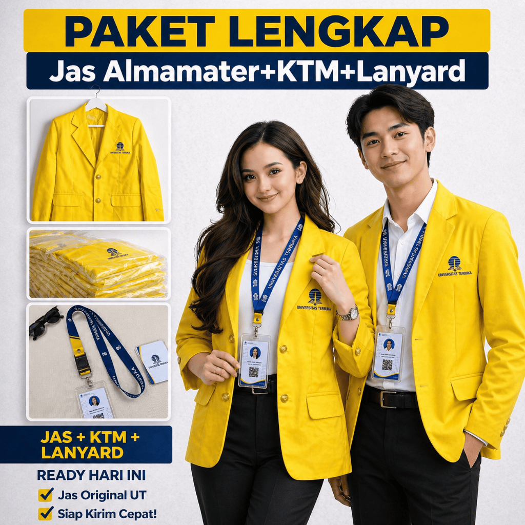 ((Ready Stok)) PAKET Cetak KTM + Jas Almamater UT Murah Kancing ada Logo UT (Proses KTM 1 Menit)