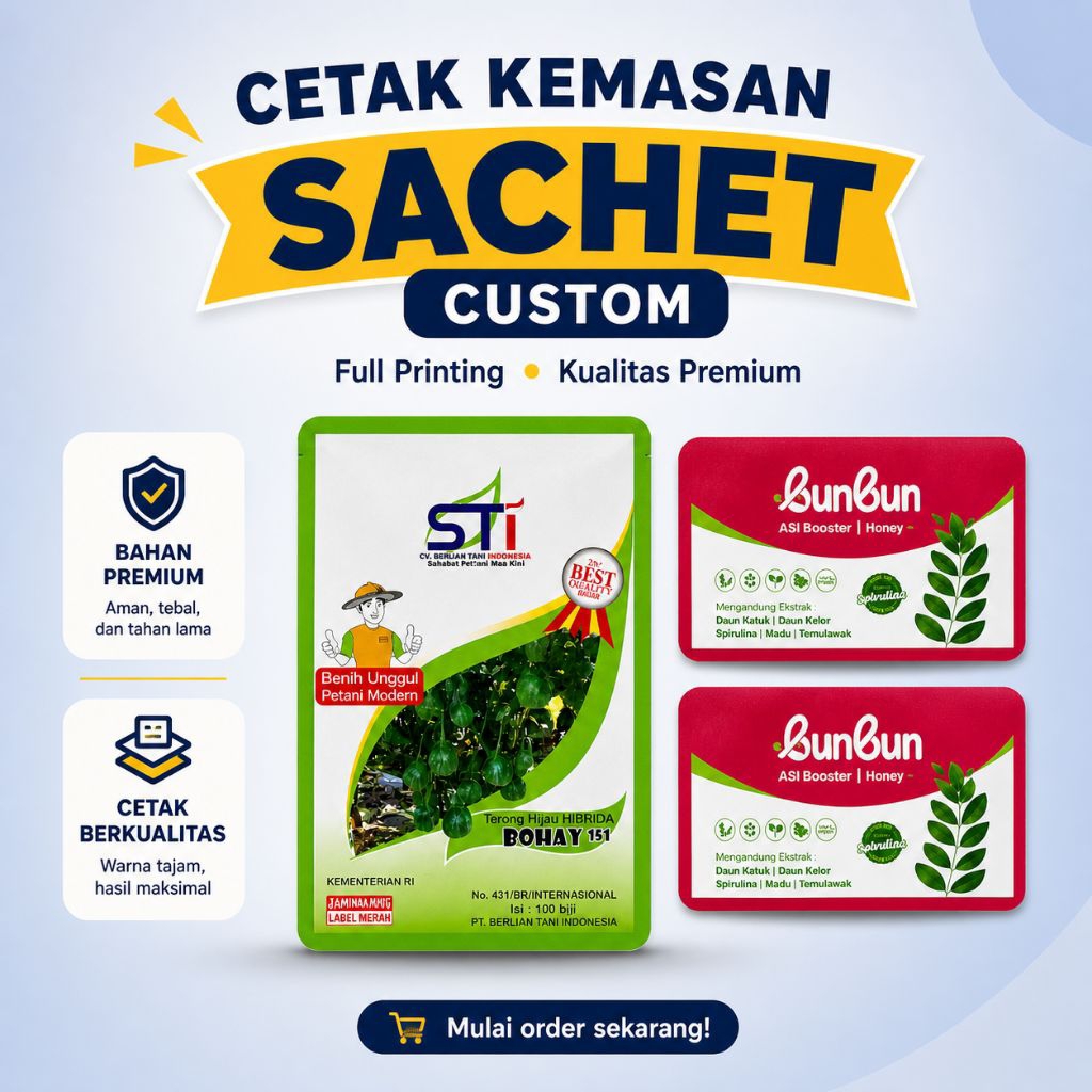 CUSTOM KEMASAN SACHET MININAL ORDER 1000PCS CETAK KEMASAN FULL PRINT