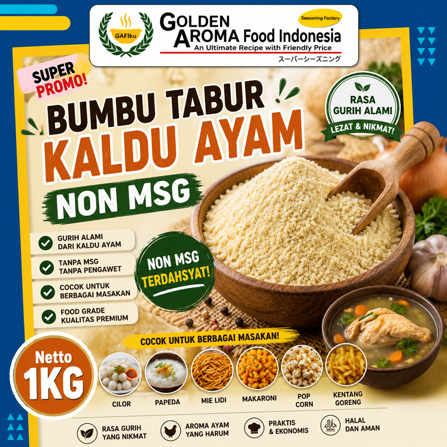 BUMBU TABUR KALDU AYAM NON MSG 1 KG FOOD GRADE 1Kg Bubuk Bumbu Cilor Papeda Mie Lidi Makaroni