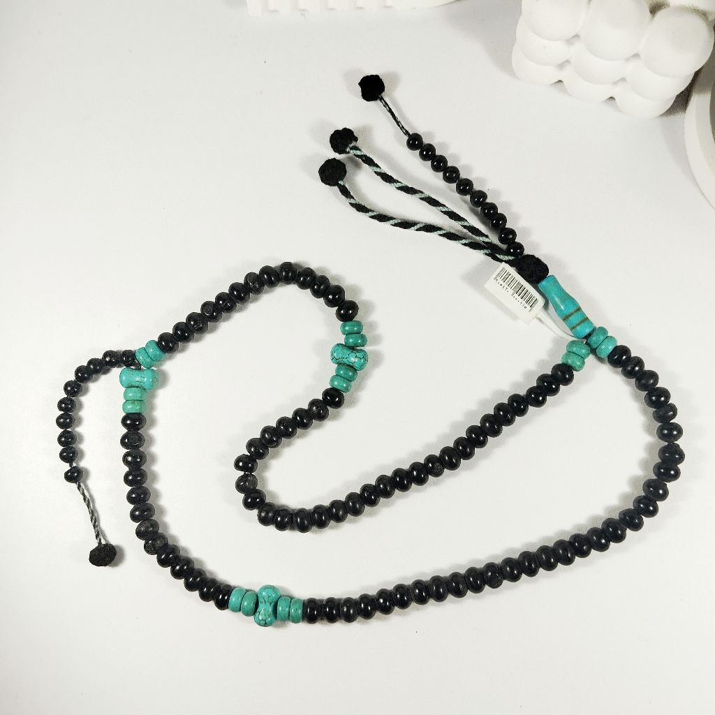 Tasbih Kokka Hitam Mix Batu Pirus 100 Butir Original Mesir Premium
