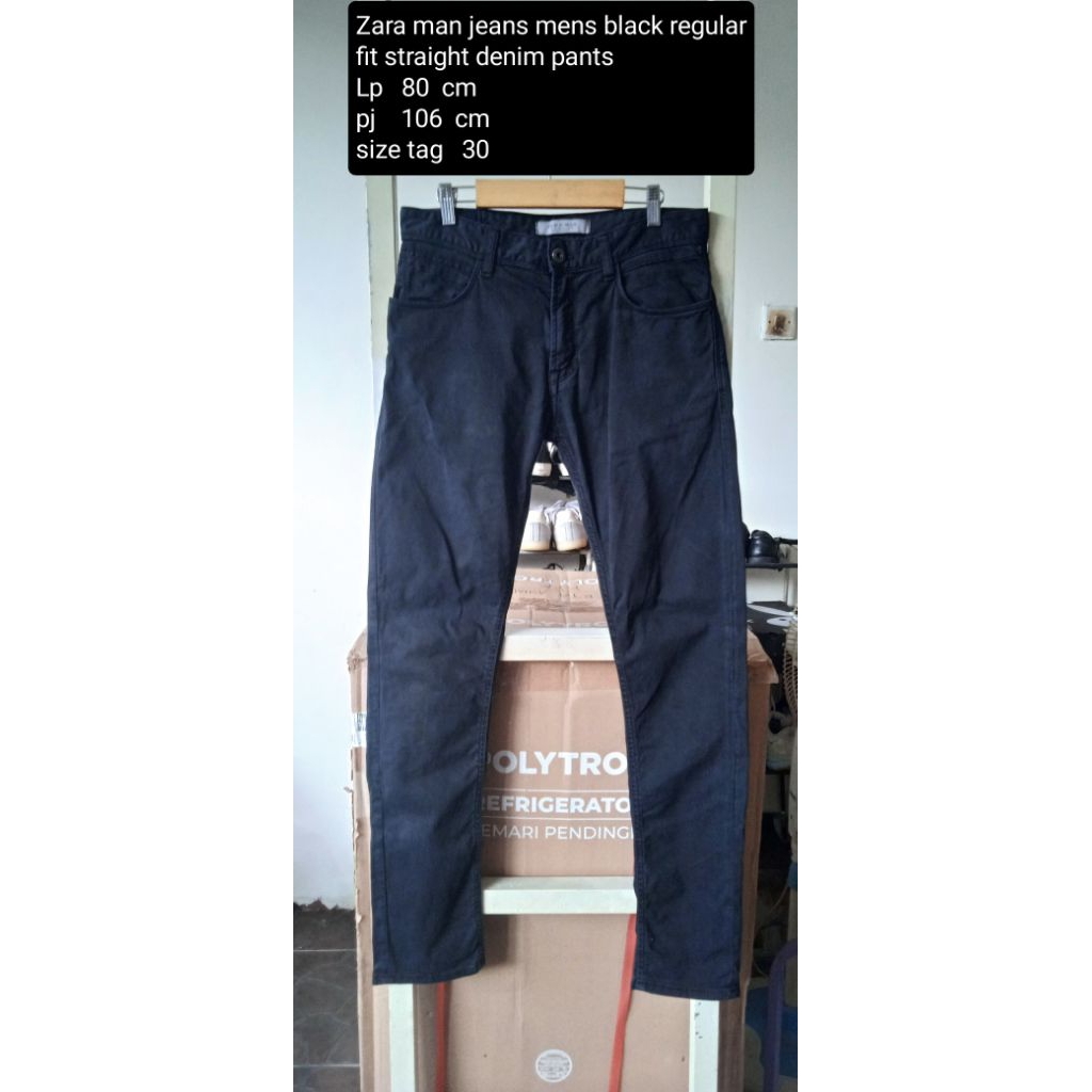 Zara man jeans men black regular fit straight denim pants