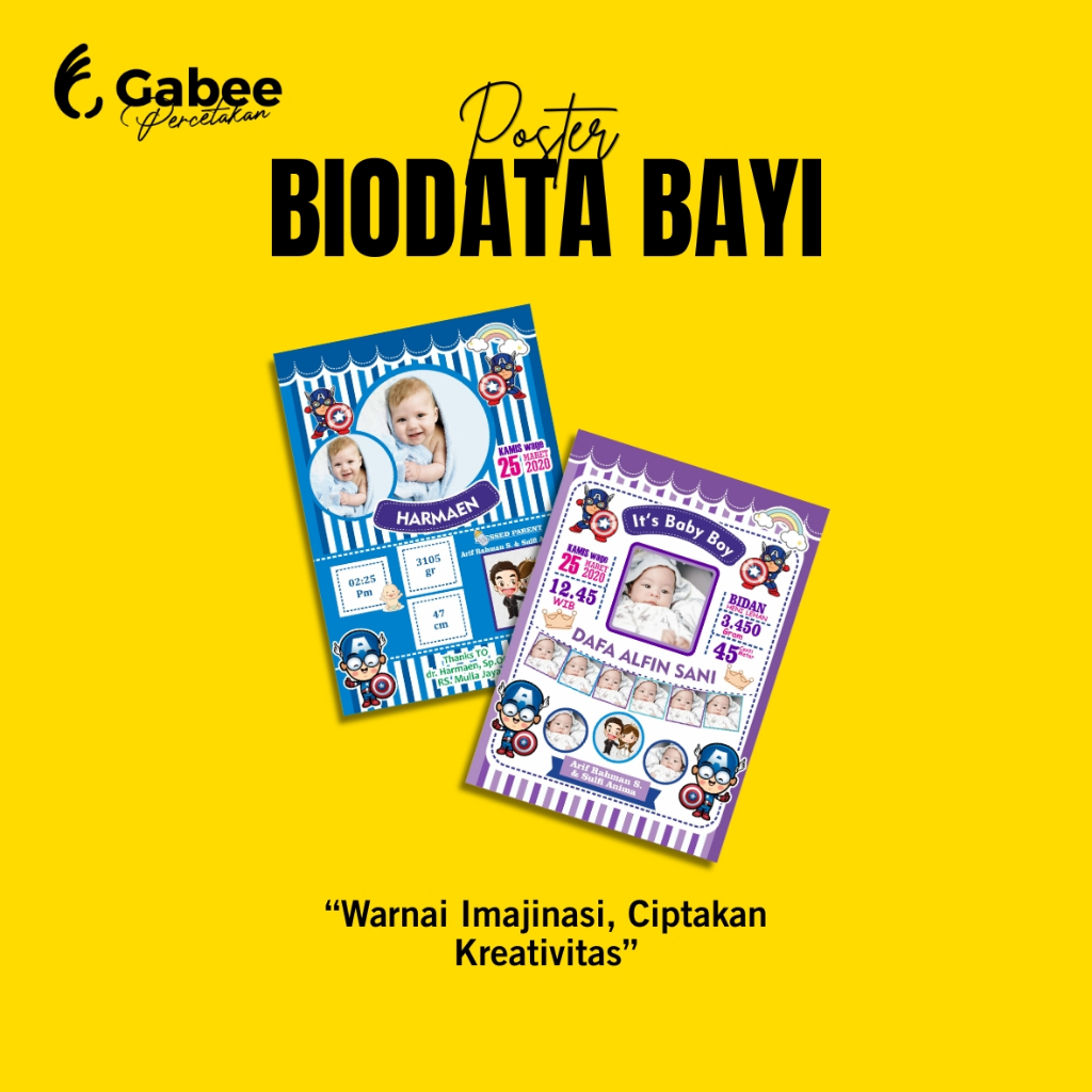 POSTER BIODATA BAYI KELAHIRAN UKURAN 12RS CUSTOM GRATIS DESAIN BABY BIO