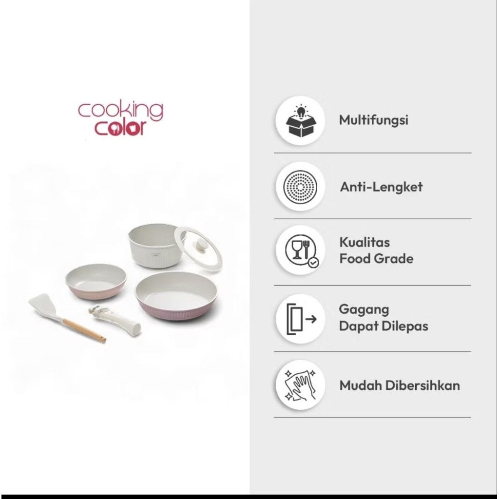 Peralatan Panci Cooking Color Informa Set 6pcs Krystal Detachable Cookware Perlengkapan Masak