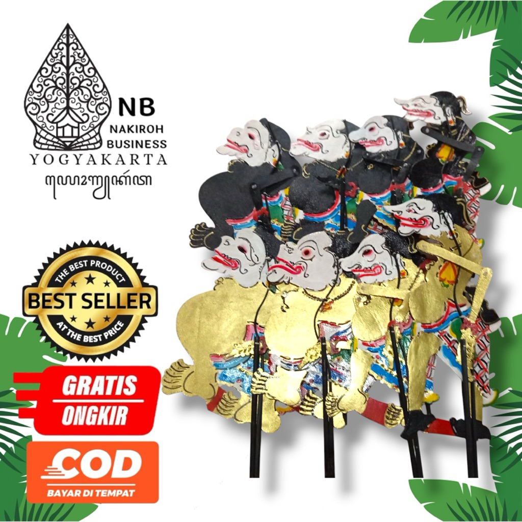 NAKIROHBUSINESS Semar, Gareng, Petruk dan Bagong/Bawor (Punakawan) Wayang Kulit Asli Ukuran Kecil Di