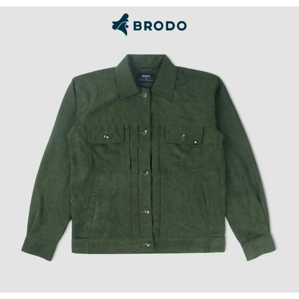Trucker Jacket Corduroy Olive Brodo