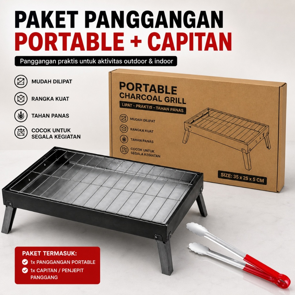 1 PAKET Alat Pemanggang Serbaguna Barbeque Bakaran Portable Arang Panggangan Portabel Sate Grill Bbq