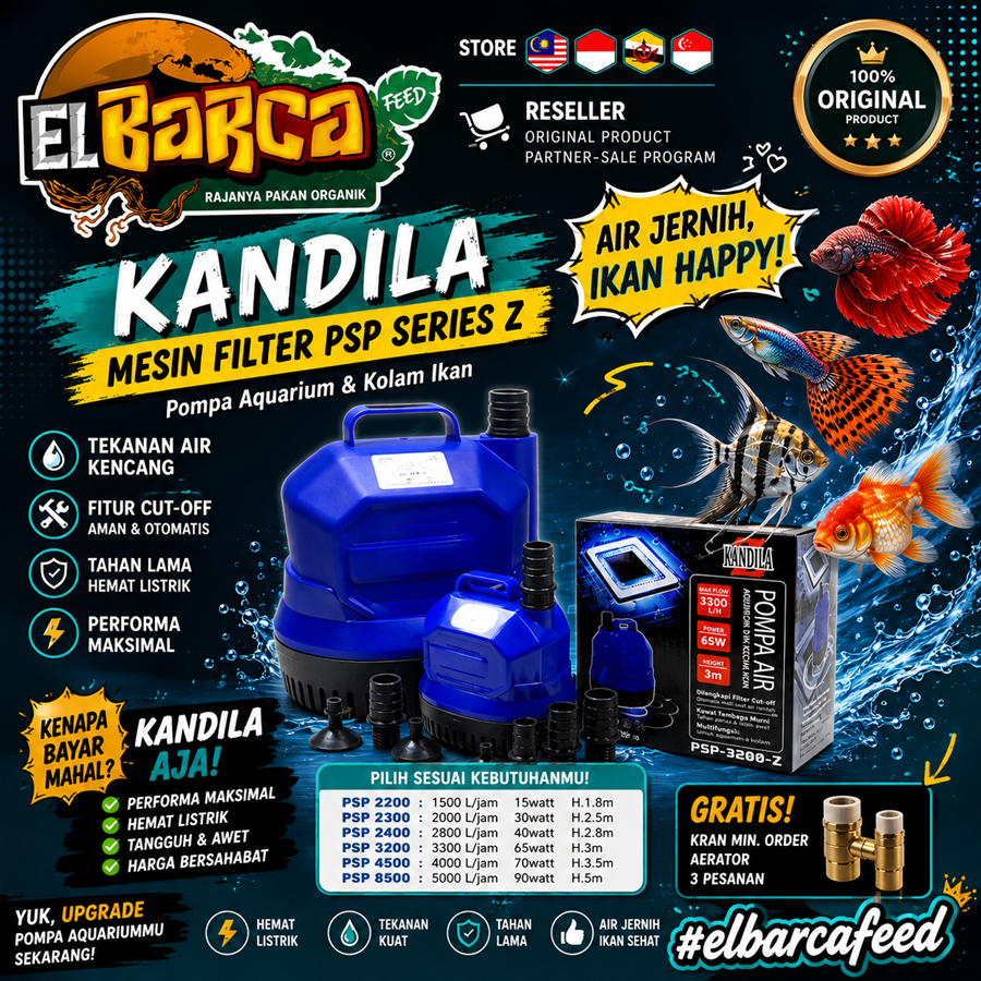 Mesin Filter KANDILA PSP Series 2200-8500 Z Pompa Air Celup Aquarium Kolam Ikan Anti Karat Original