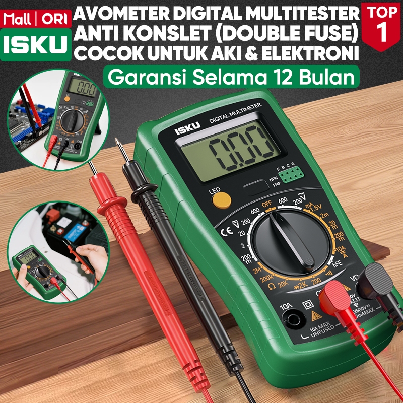 ISKU Multimeter Digital Avometer Multitester Layar Backlight HD Alat Ukur Tegangan Arus Listrik AC D