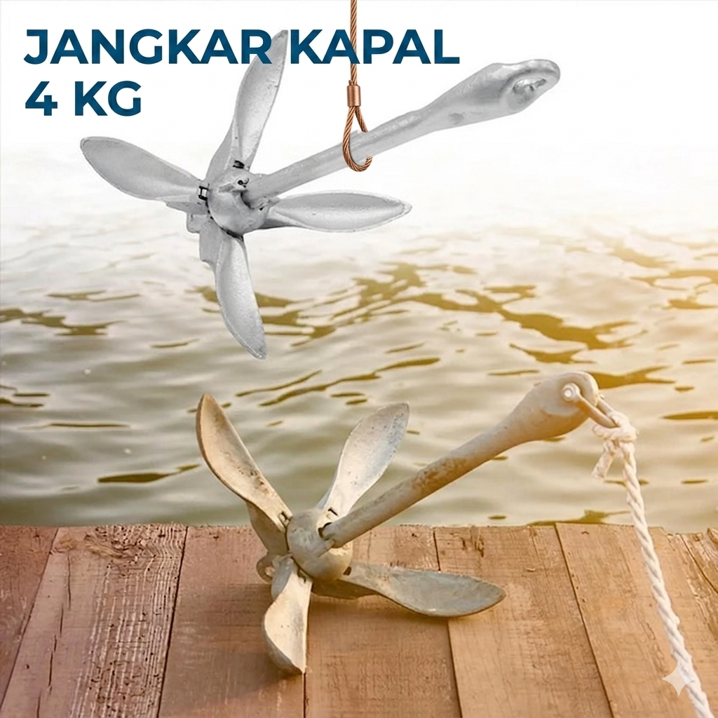 Jangkar Kapal Lipat 4 Kilogram  Jangkar Lipat Payung Stainless Steel Cocok Perahu Karet