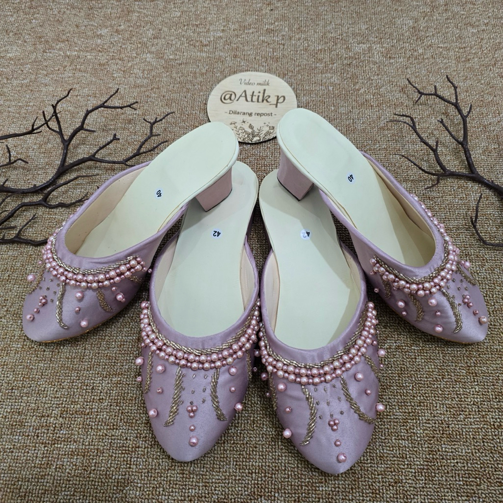 (harga satuan) selop sandal pengantin Payet rosegold Pria Wanita Shoes Sendal