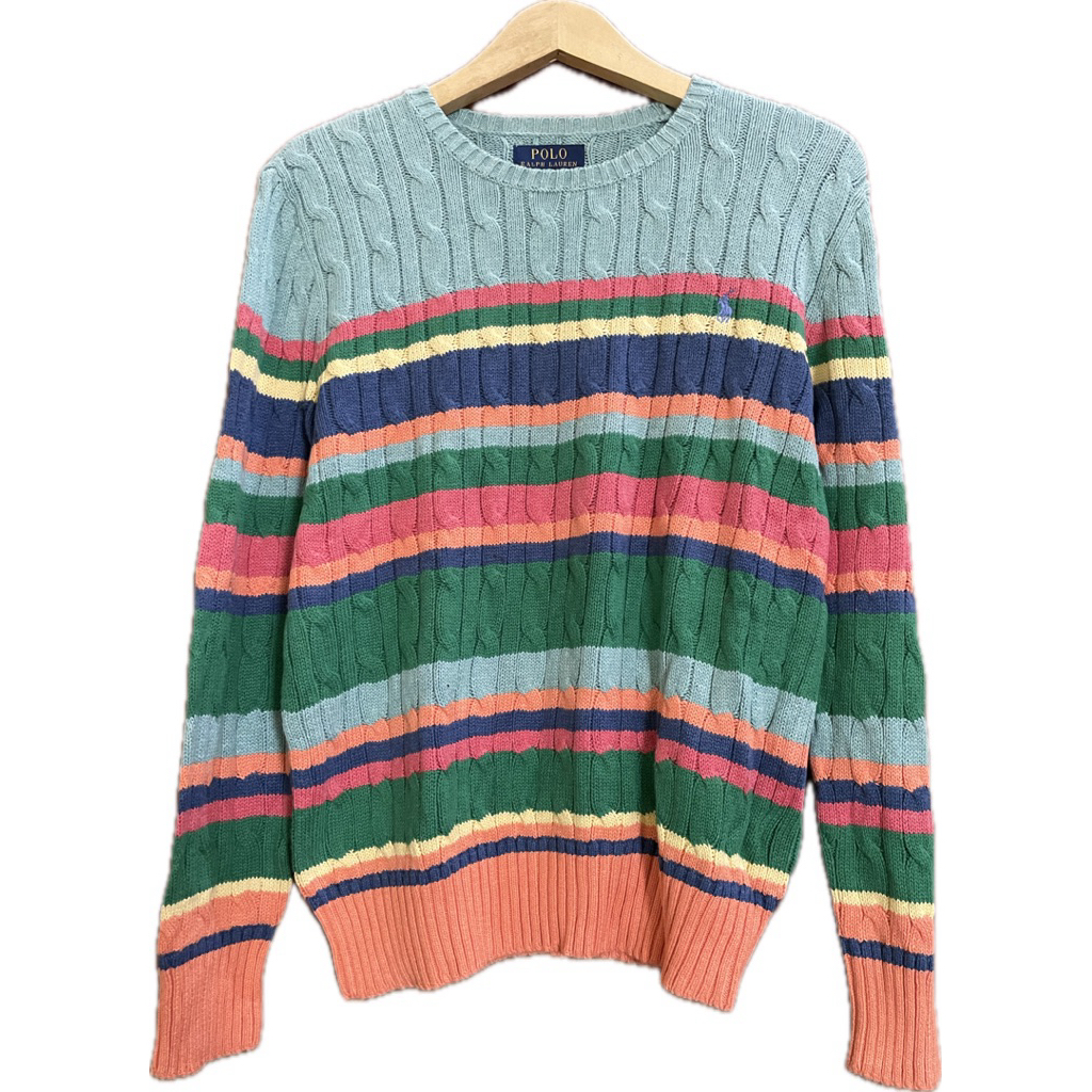 RARE POLO RALPH LAUREN RAINBOW SWEATER CABLE KEPANG KNIT KNITWEAR