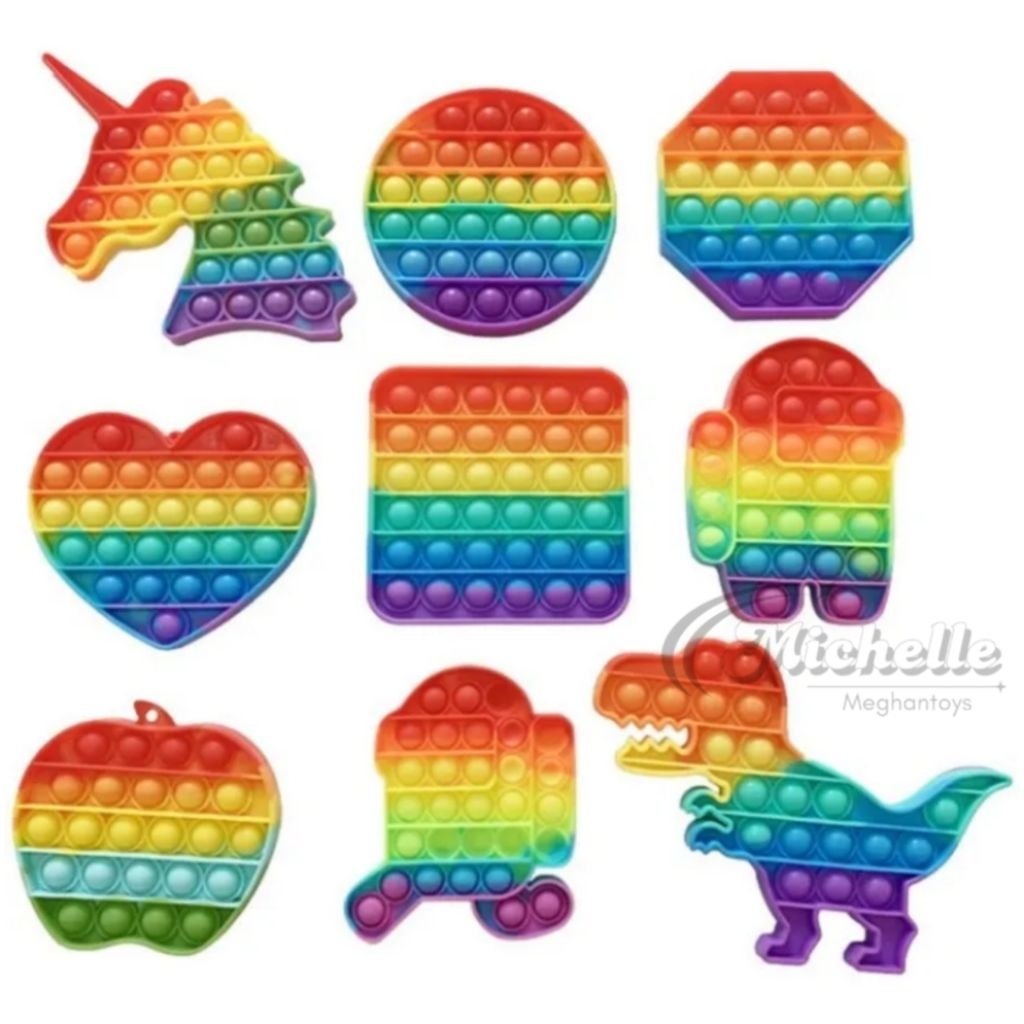 Mainan Anak Pop It Karet Mainan Pereda Stress Pop It Silikon Rainbow Mainan Anak