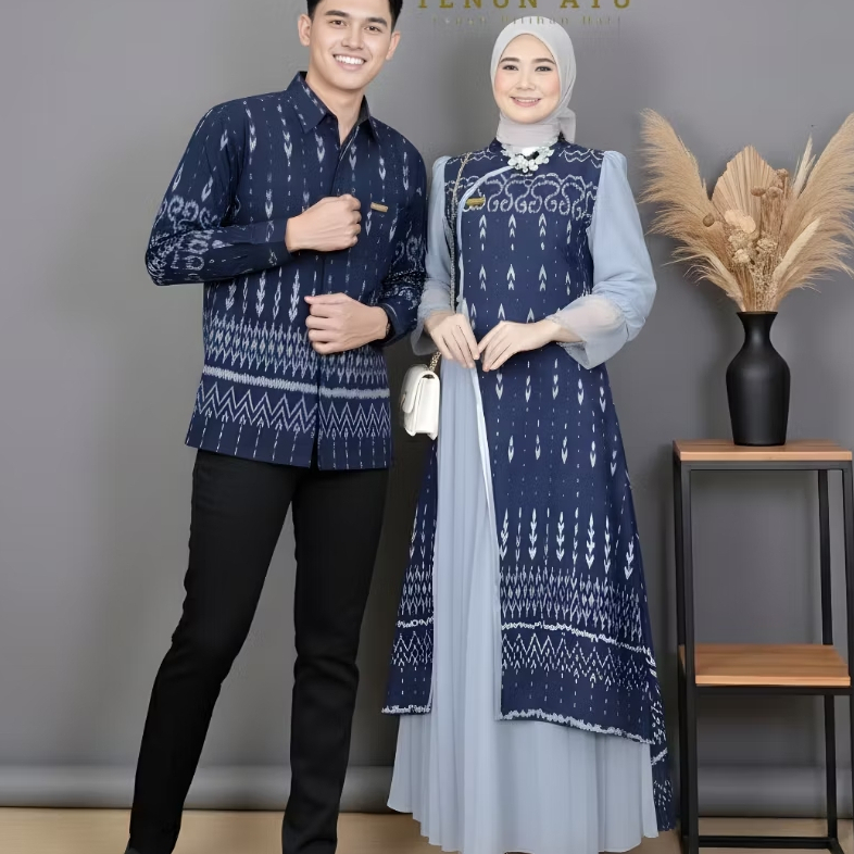 Hana Gamis Dres Tenun Etnik Kombinasi Katun Tile Premium Gamis Wanita