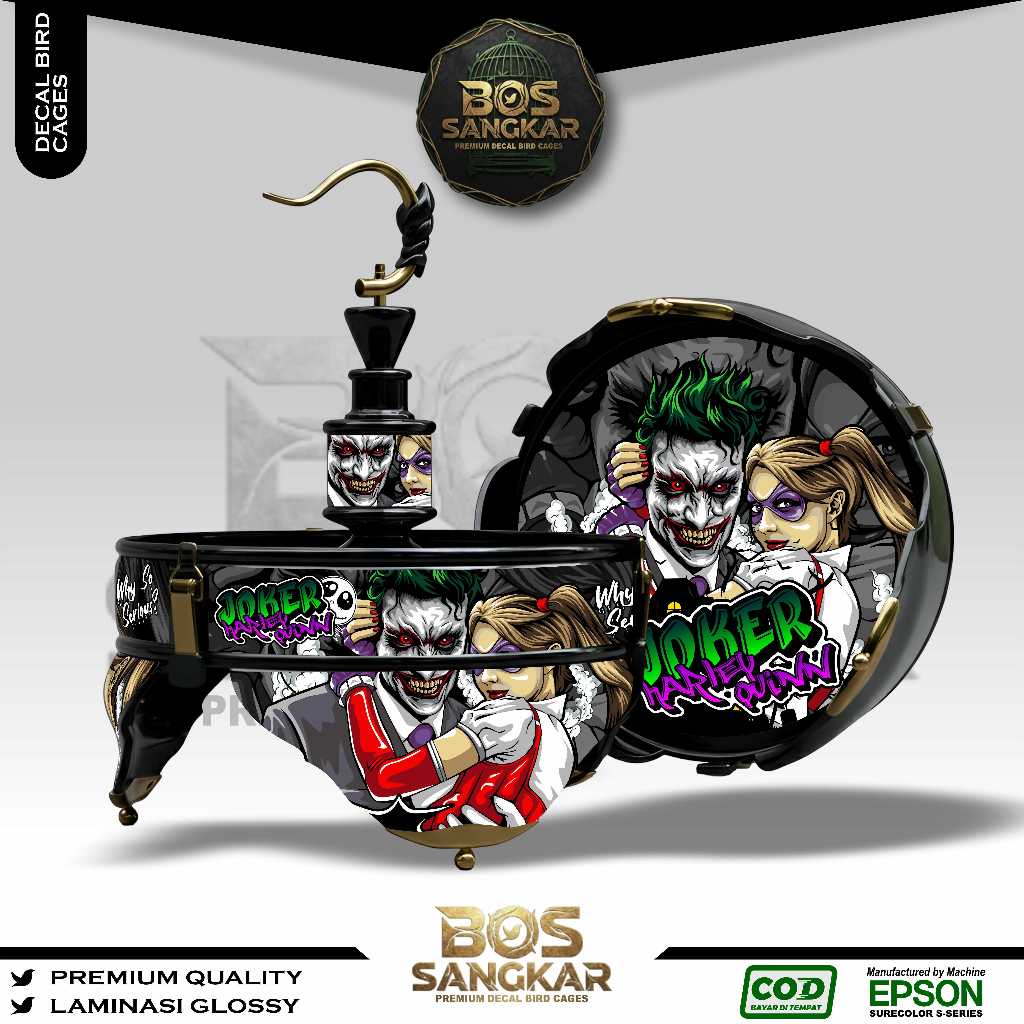 STIKER DECAL SANGKAR BURUNG BUNDAR LINGKARAN LOVE BIRD HELOPET BATMAN CUSTOM JOKER BS61