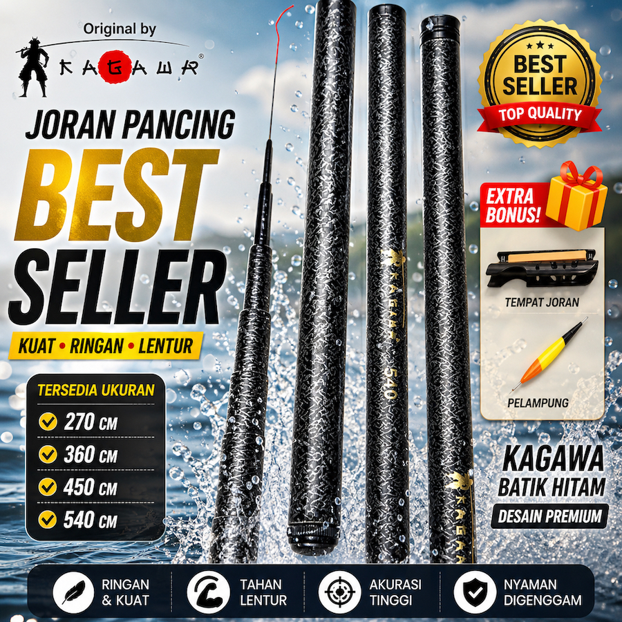 RAMAI PANCING Joran Tegek BATIK KAGAWA THUNDER Series HITAM DOFF Corak Petir ANTI PETIR