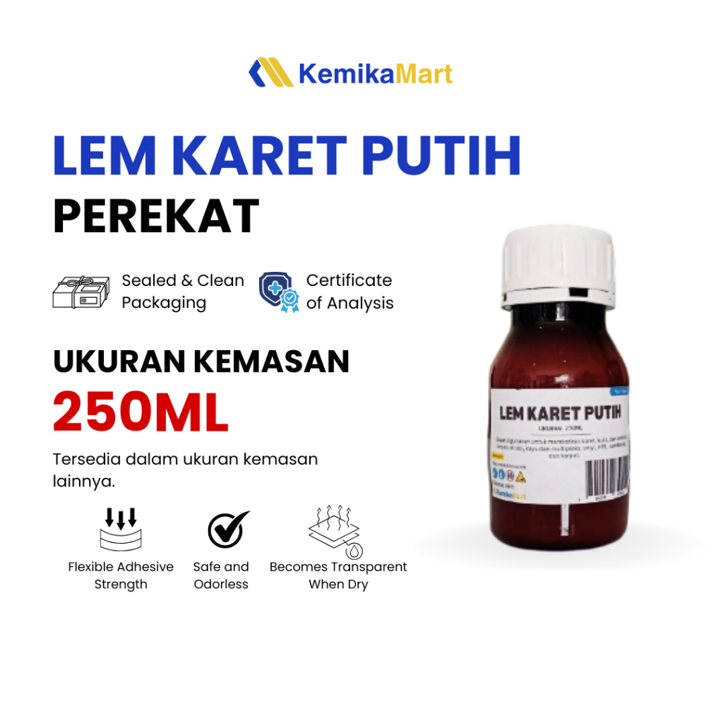 Lem Karet Putih 250ml Untuk Merekatkan Karet / Kulit / Sintetis /  Kayu dan Multipleks / Vinyl / HPL