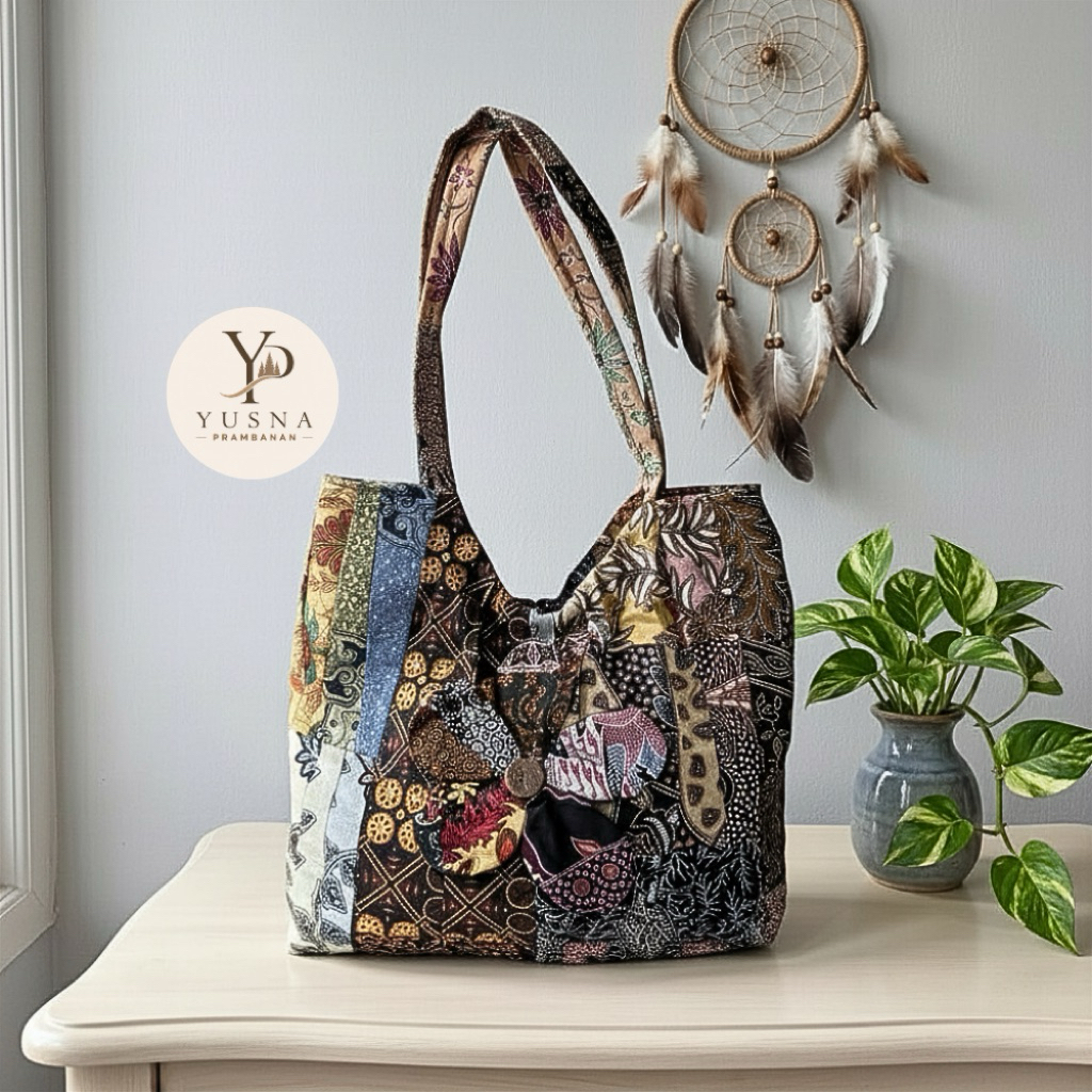 Tas bohe batik perca resleting || Tas batik khas Jogja || Totebag batik perca || Tas murah jogja