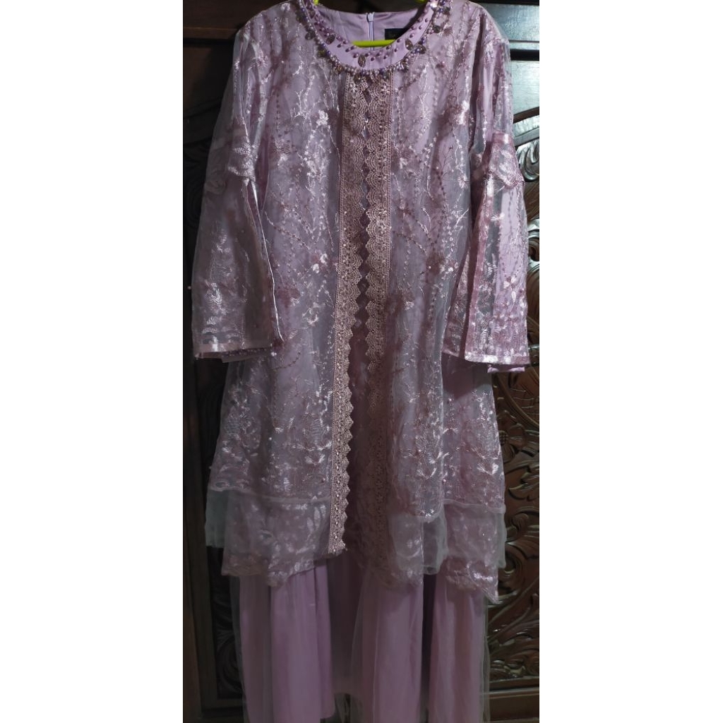 Tunik Dress Brokat Elegan Wanita – Warna Dusty Pink