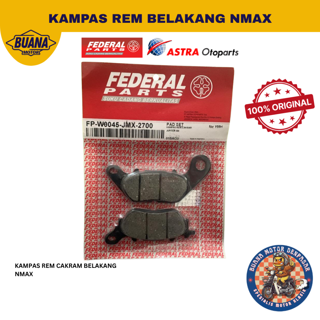 Kampas Rem Belakang Nmax Federal Original