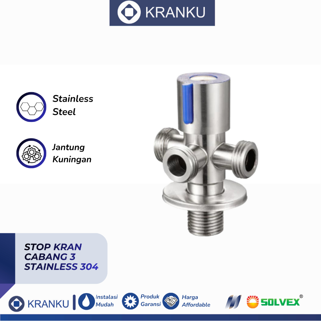 Solvex Stop Kran Cabang 3 / Stop Kran Cabang 3 stainless steel 304 anti karat