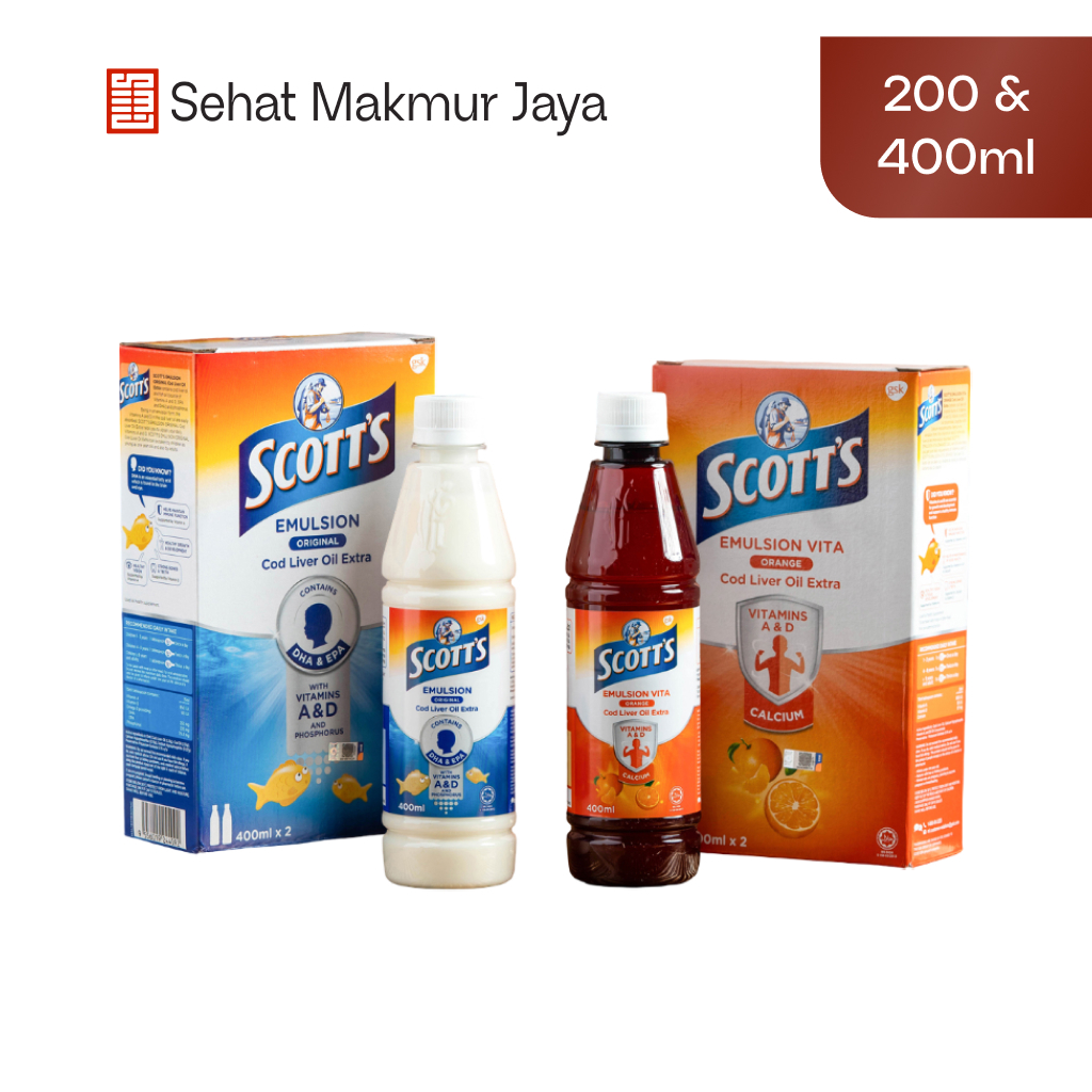 Scott Emulsion Original Minyak Ikan Untuk Vitamin Anak Isi 400ml 200ml