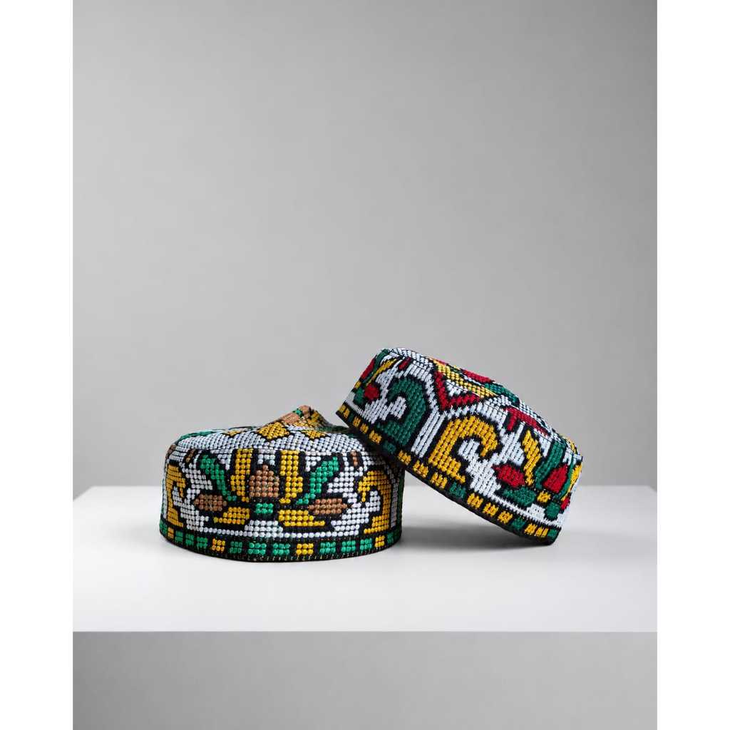 Peci pakistan bordir motif warna warni/kopiah pakistan full motif