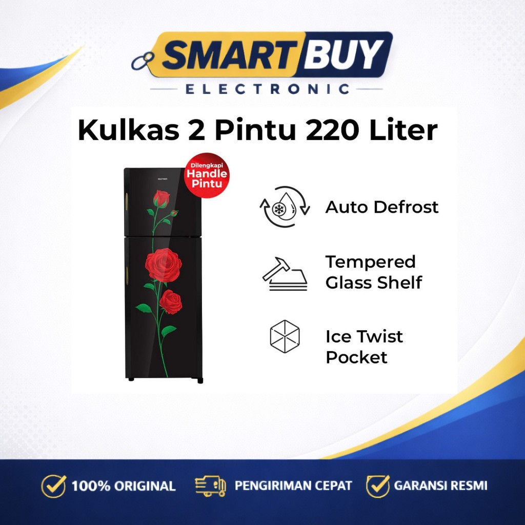 POLYTRON Kulkas 2 Pintu Belleza Varia 220 liter PRM 23DRX - hitam