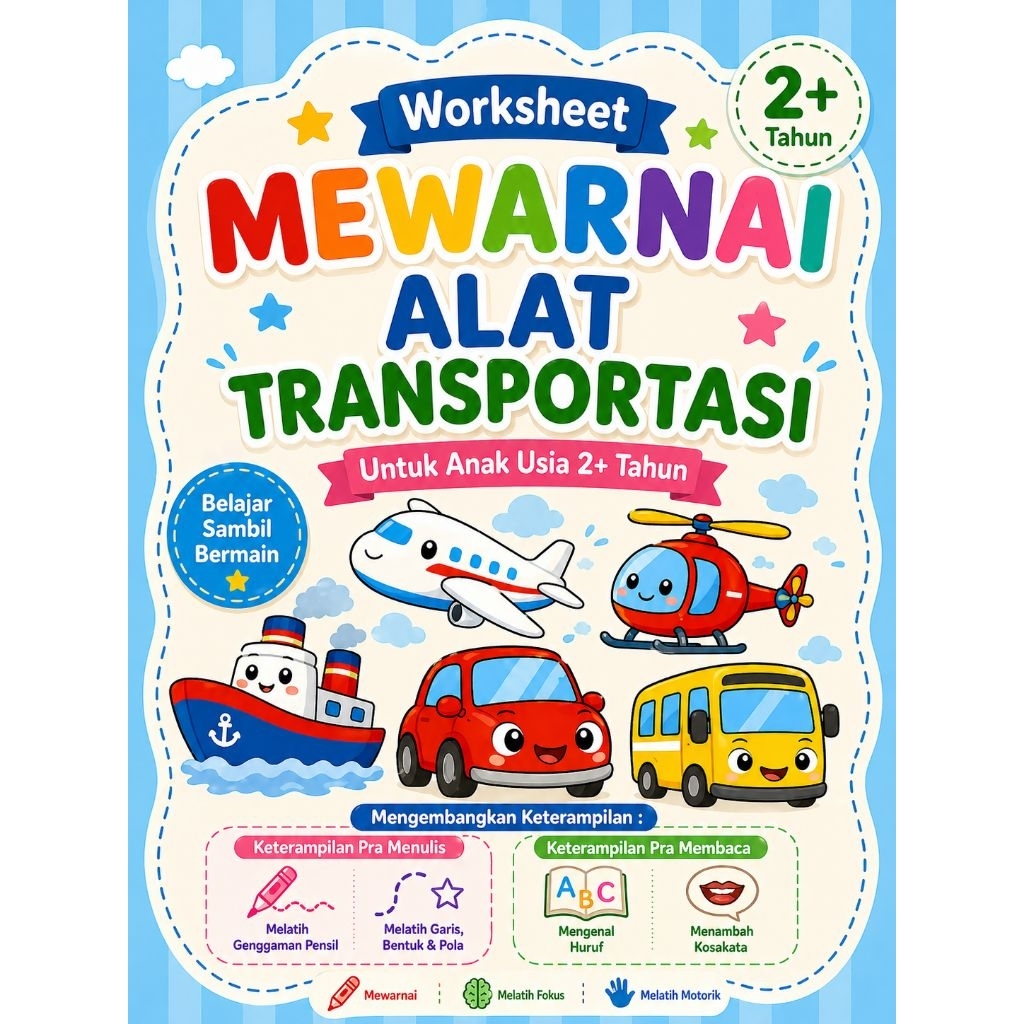 Worksheet Mewarnai Alat Transportasi