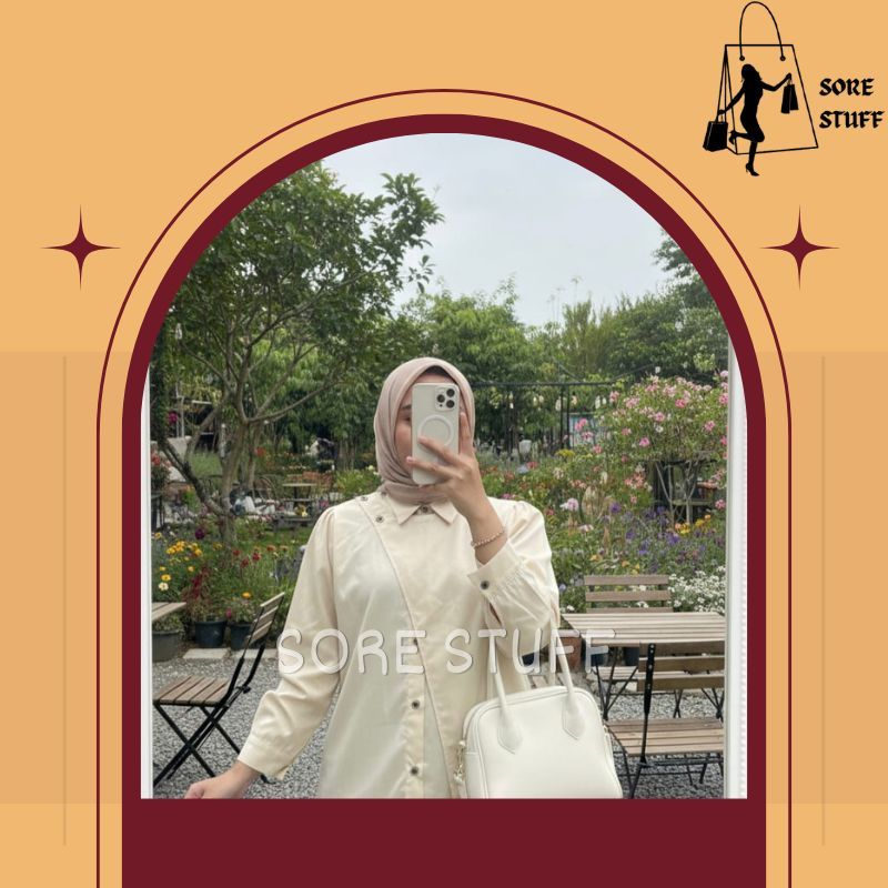 Tunik wanita katun premium motif polos rayon bordir korean style atasan brukat lebaran oneset lengan