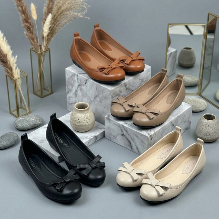 GRAVICI - Sandal Flat Shoes AS-27 - Bahan Sintetis Premium - Sepatu Kerja Perempuan
