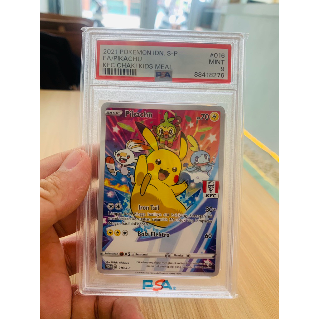 PSA 9 pikachu kfc - slab grading pokemon psa 10 super rare dan termurah pikachu promo pikachu sar pi