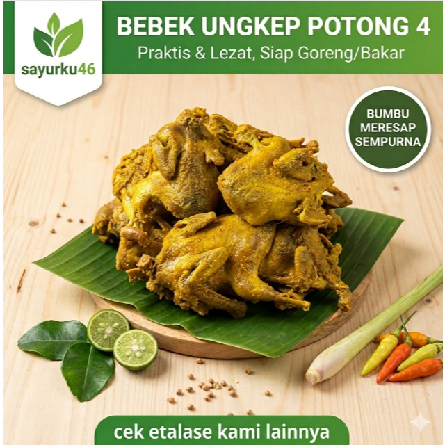 Bebek MUDA Ungkep 1 Ekor Utuh Bumbu Kuning Rempah Empuk Tidak Amis Siap Goreng