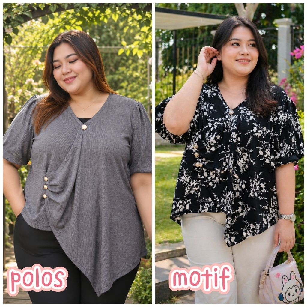 Jaddmei " Hevval atasan jumbo wanita motif bunga