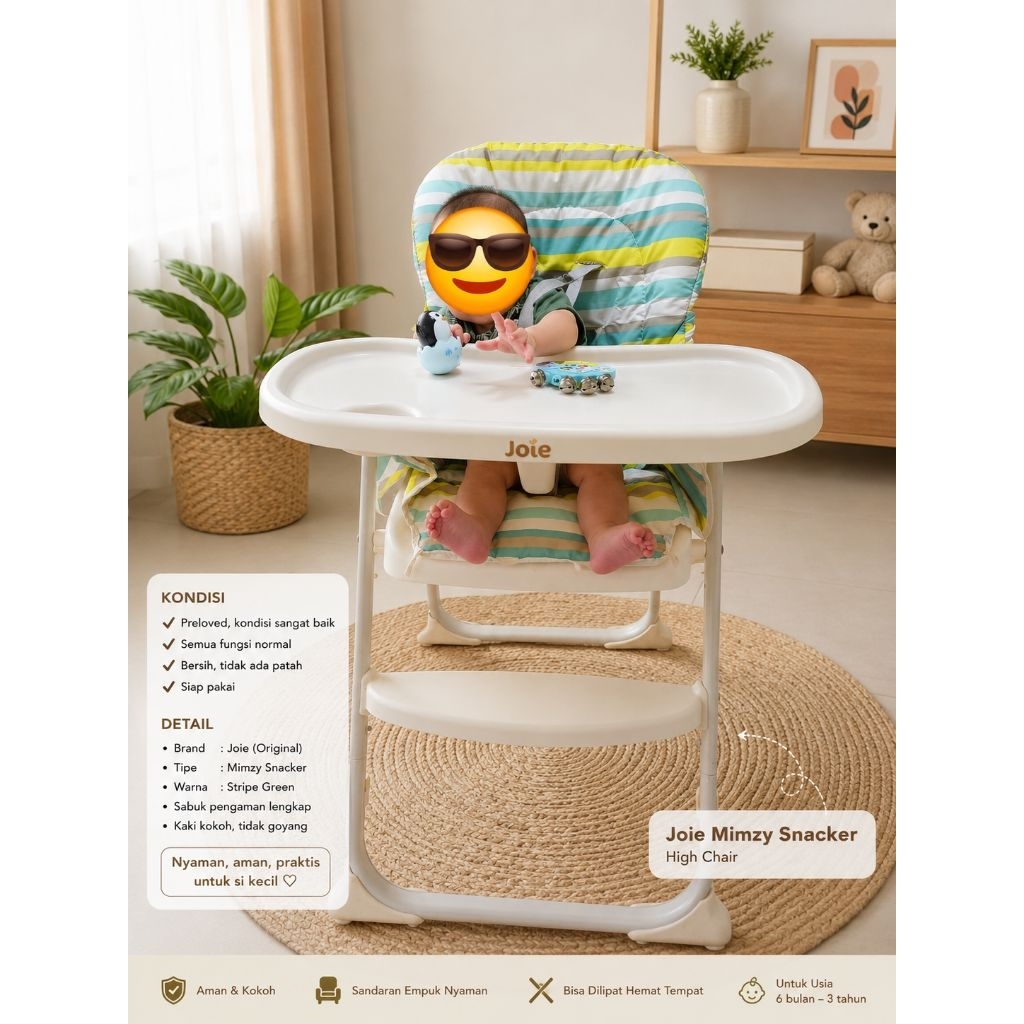 Joie Mimzy Snacker High Chair Original | Kursi Makan Bayi Lipat Praktis | Preloved Mulus