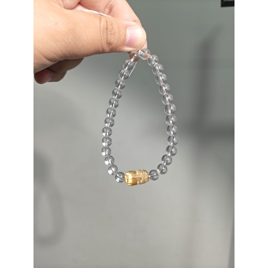 Clear Quartz x Rutilated Quartz Pixiu – Big & Small Size | Fengshui Wealth Bracelet