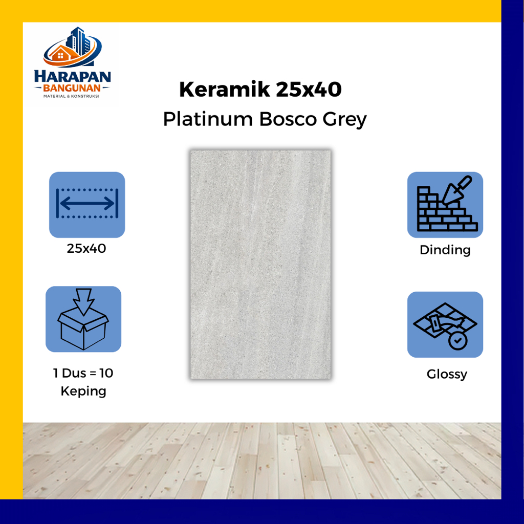 Keramik Dinding 25x40 Platinum Bosco Grey Abu Abu
