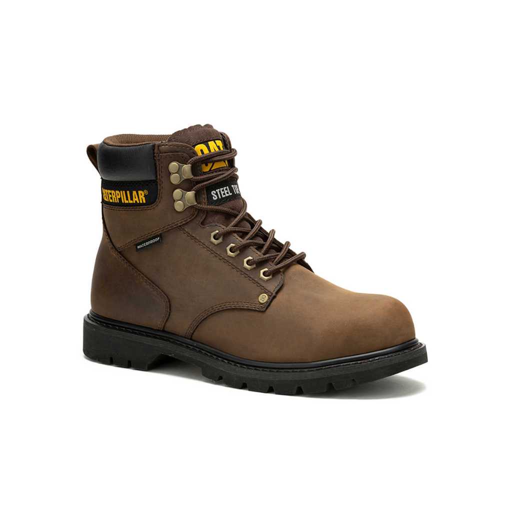Sepatu Safety Pria Caterpillar Original Second Shift WP ST Dark Brown