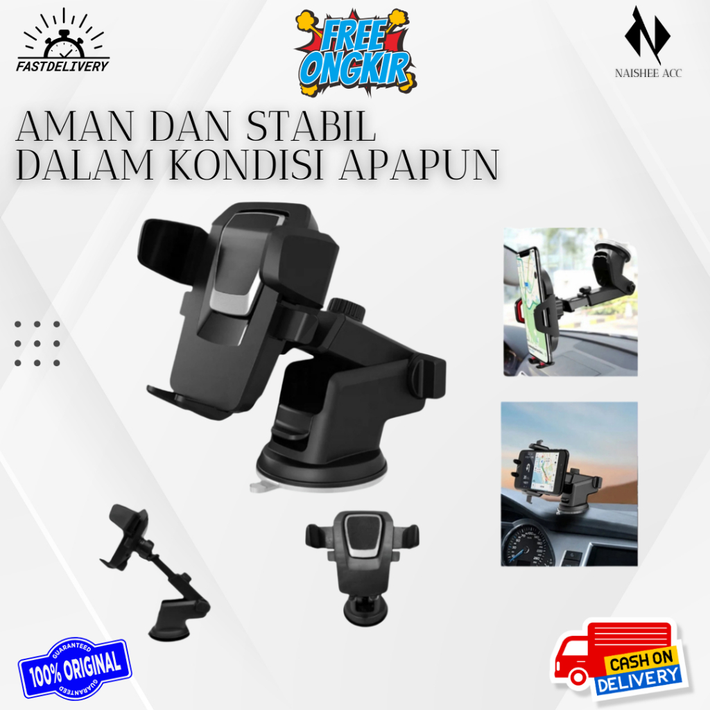 HOT DEALS CAR HOLDER STAND HP HD09 FOLDING UNIVERSAL KACA DABOT PHONE MOBIL HD-09 HITAM