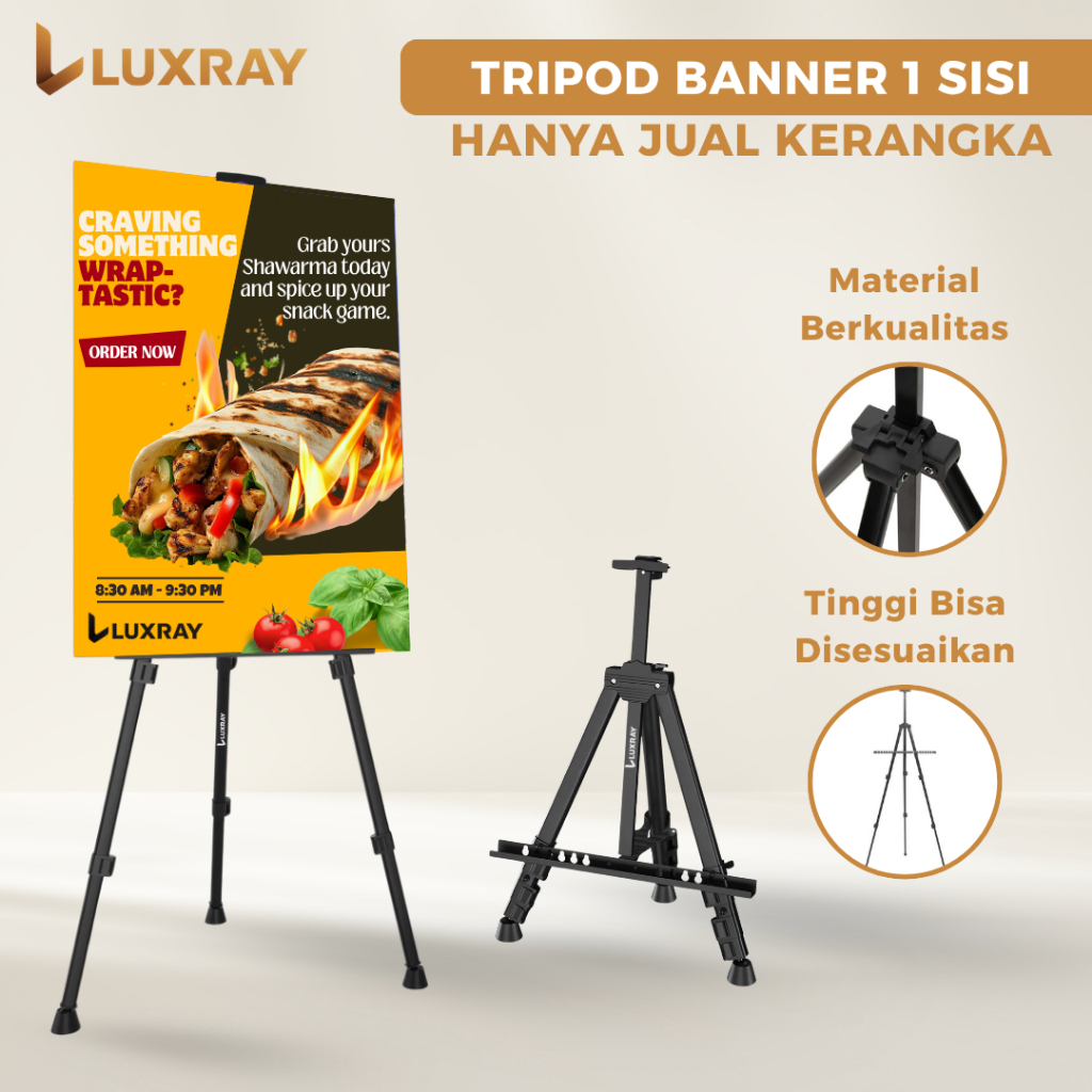 Tripod Banner 1 Sisi Stand Frame Banner Stand Foto Wedding Lukis