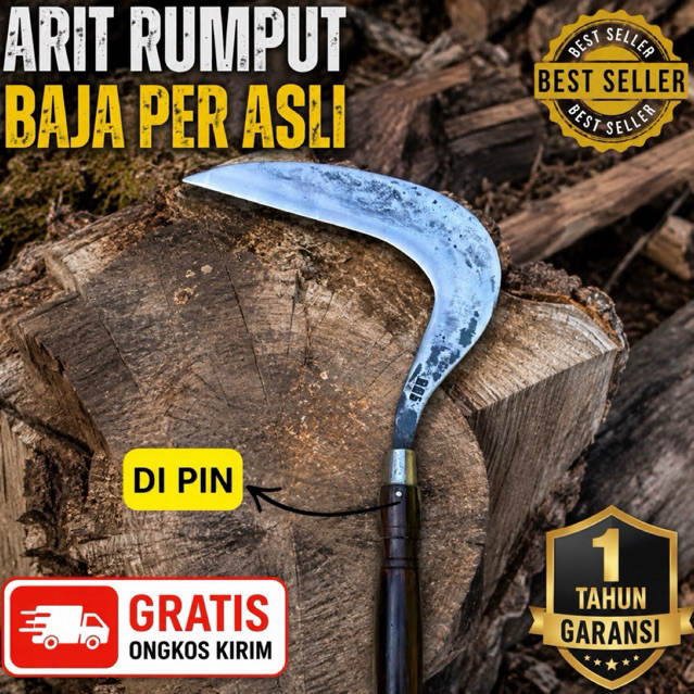 Sabit Arit Rumput Pengaritan Baja Per | Pisau Rumput Model Jawa