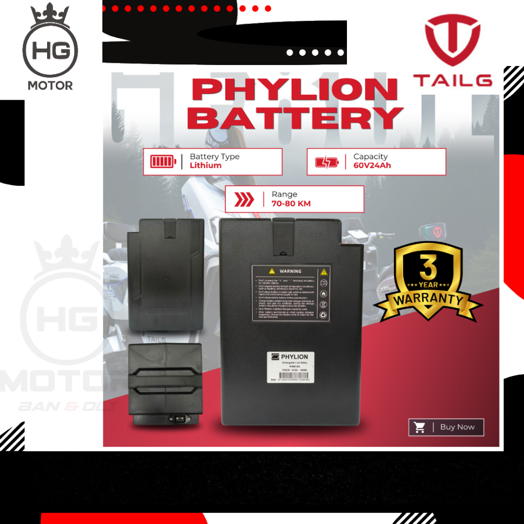 Baterai Sepeda Listrik Lithium by PHYLION 60V - 24Ah. Garansi Full Replacement 3 Tahun